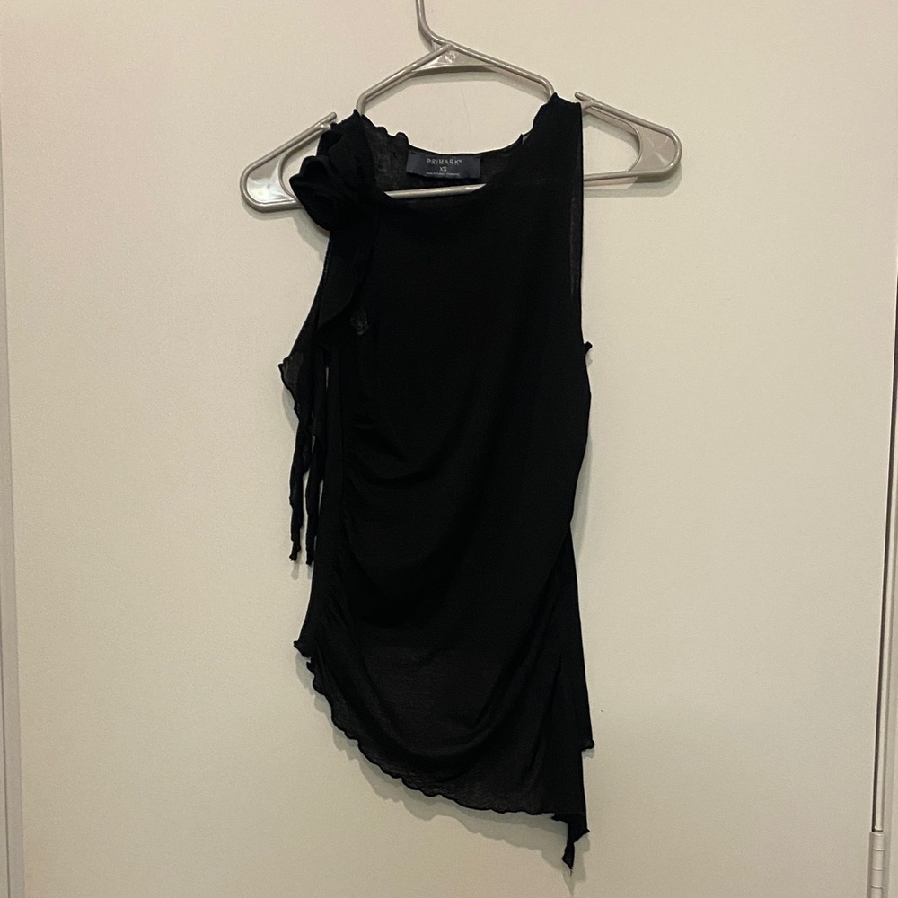 Primark Black Mesh Asymmetrical Top